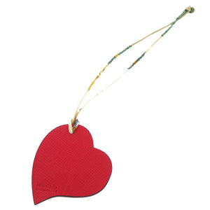 エルメス プティアッシュ ハート レザー レッド ブルー バッグチャーム 0079 【中古】 HERMES