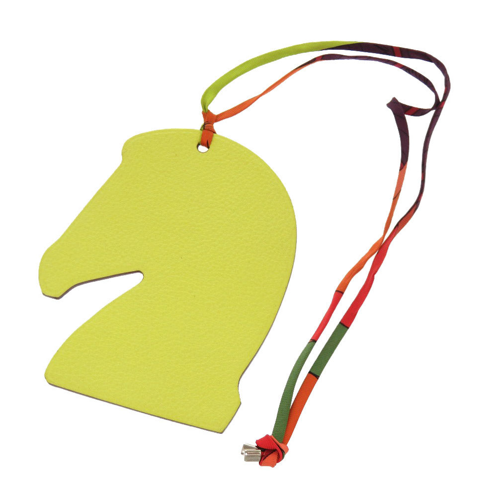 美品 エルメス プティアッシュ 馬 ホース サマルカンド ヴォーエプソン シェーブル オレンジ イエロー バッグチャーム 0082 【中古】 HERMES