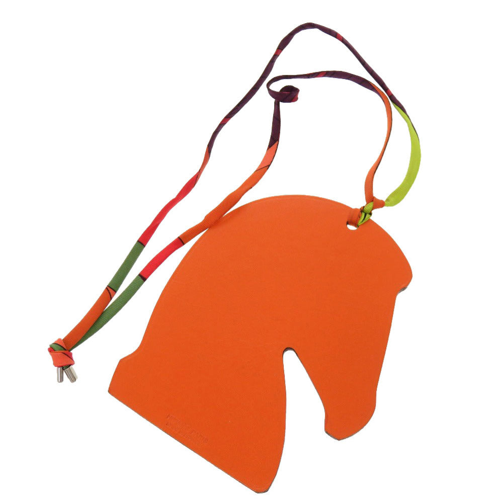 美品 エルメス プティアッシュ 馬 ホース サマルカンド ヴォーエプソン シェーブル オレンジ イエロー バッグチャーム 0082 【中古】 HERMES