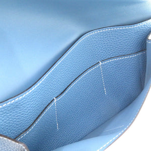 美品 エルメス ドゴンGM トゴ ブルージーン シルバー金具 □Q刻印 長財布 青 0472 【中古】 HERMES