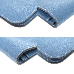 美品 エルメス ドゴンGM トゴ ブルージーン シルバー金具 □Q刻印 長財布 青 0472 【中古】 HERMES