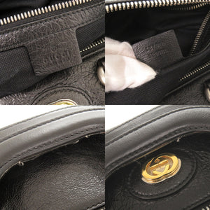 美品 グッチ インターロッキングG 587866 レザー ブラック ボストンバッグ ショルダー リュック 黒 0499【中古】GUCCI