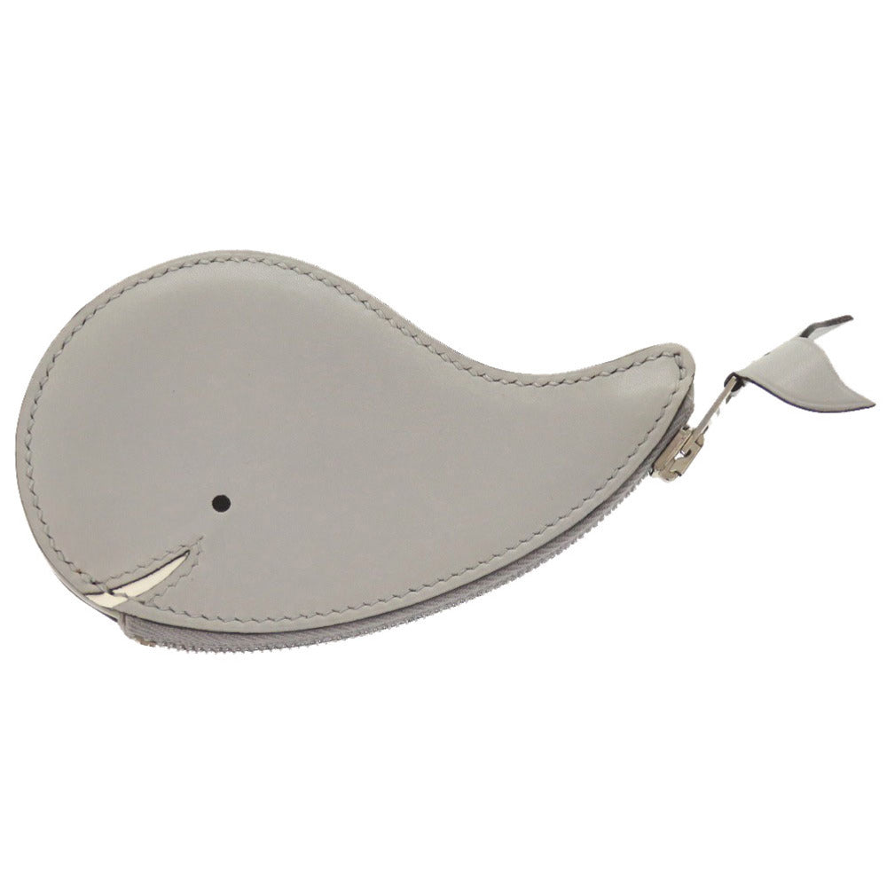 新品同様 エルメス アニマル クジラ レザー グレー □J刻印 コインケース 財布 0530 【中古】 HERMES