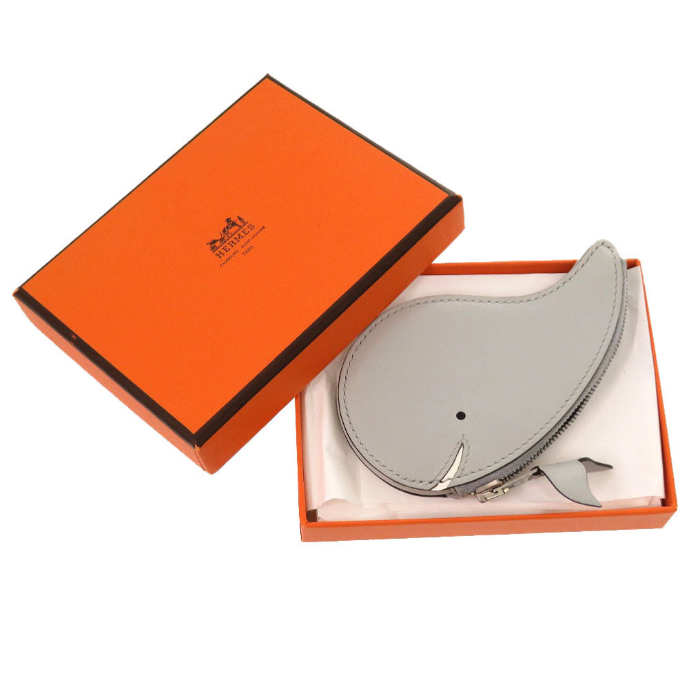 新品同様 エルメス アニマル クジラ レザー グレー □J刻印 コインケース 財布 0530 【中古】 HERMES