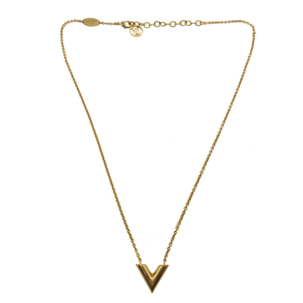 美品 ルイヴィトン エッセンシャルV M61083 LV メタル ゴールド ネックレス 0585【中古】LOUIS VUITTON