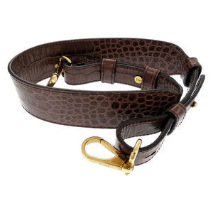 美品 トッズ クロコ 型押しレザー キャンバス ショルダーバッグ 2way ブラウン 0695【中古】TOD’S