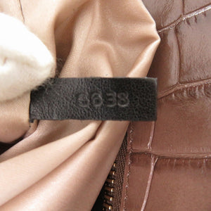 美品 トッズ クロコ 型押しレザー キャンバス ショルダーバッグ 2way ブラウン 0695【中古】TOD’S