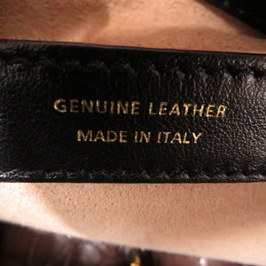 美品 トッズ クロコ 型押しレザー キャンバス ショルダーバッグ 2way ブラウン 0695【中古】TOD’S