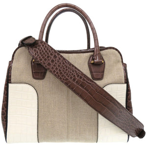 美品 トッズ クロコ 型押しレザー キャンバス ショルダーバッグ 2way ブラウン 0695【中古】TOD’S