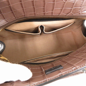 美品 トッズ クロコ 型押しレザー キャンバス ショルダーバッグ 2way ブラウン 0695【中古】TOD’S