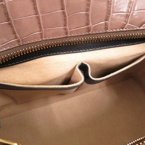 美品 トッズ クロコ 型押しレザー キャンバス ショルダーバッグ 2way ブラウン 0695【中古】TOD’S