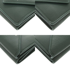 新品同様 バレンシアガ ペーパーミニウォレット 391446 レザー グリーン 三つ折り財布 緑 0707【中古】BALENCIAGA