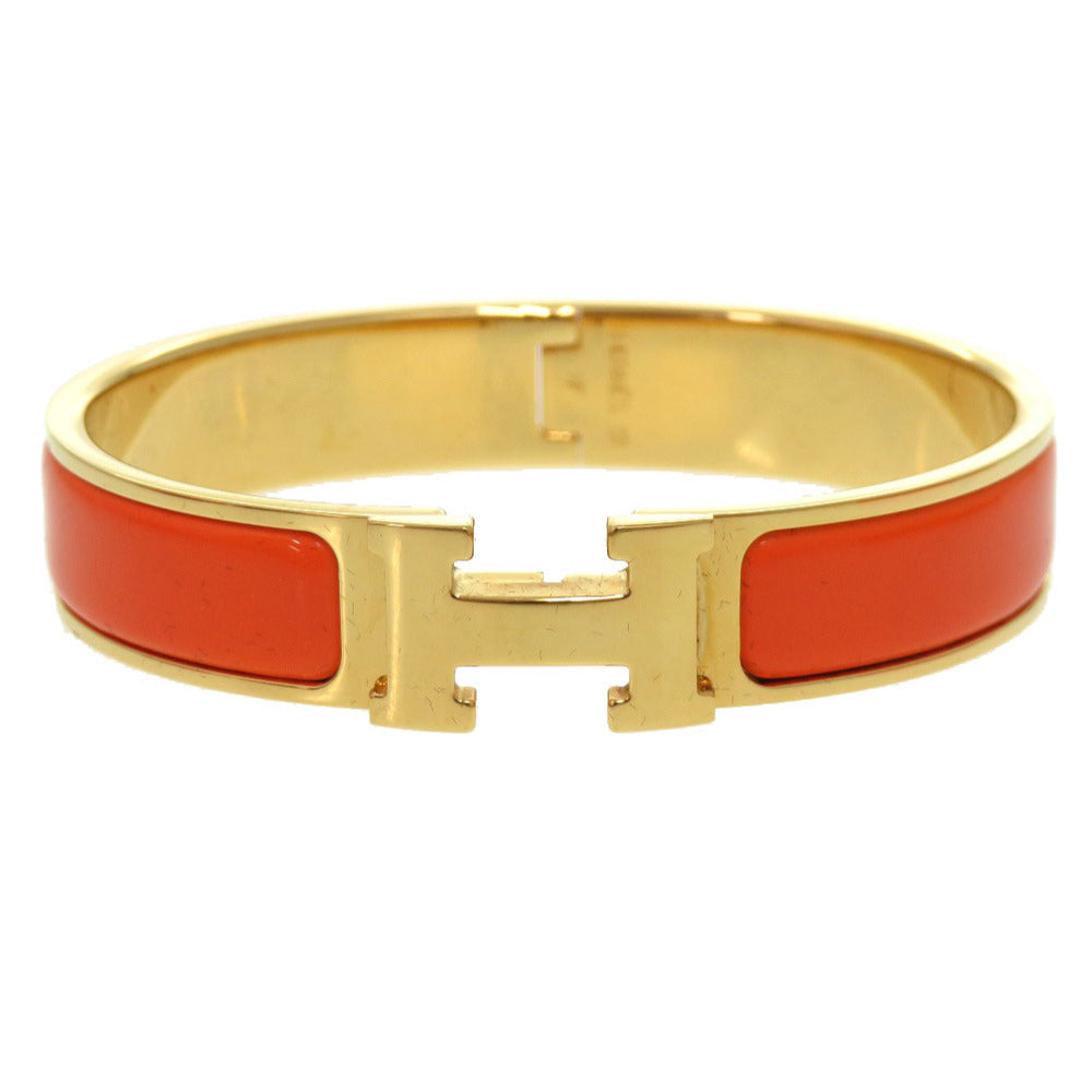 美品 エルメス クリッククラックPM オレンジ ゴールド金具 F刻印 バングル 0715 【中古】 HERMES
