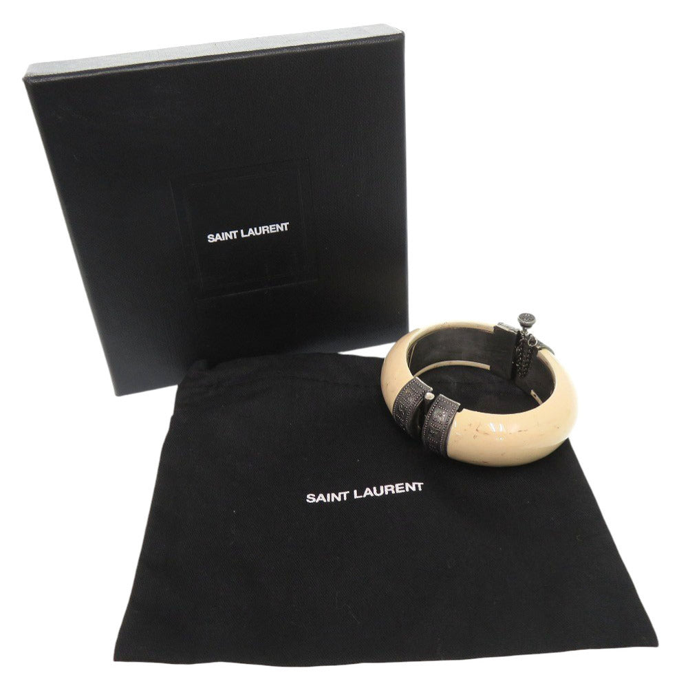 美品 サンローランパリ プラスチック アイボリー バングル 0747【中古】SAINT LAURENT PARIS