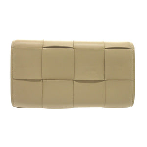 美品 ボッテガ ヴェネタ フラップ カセットラージ レザー ベージュ 長財布 0748【中古】BOTTEGAVENETA
