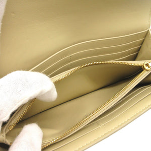美品 ボッテガ ヴェネタ フラップ カセットラージ レザー ベージュ 長財布 0748【中古】BOTTEGAVENETA