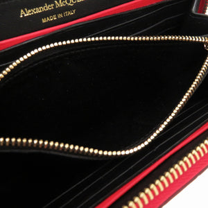 未使用 アレキサンダーマックイーン 長財布 スカル ラウンドファスナー クロコ型押し レザー レッド 赤 0762【中古】Alexander McQueen