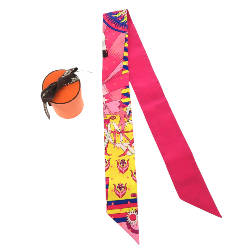 未使用品 エルメス ツイリー Plumetis プリュムティ シルク ローズ マルチカラー 0771【中古】HERMES