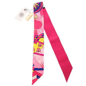 未使用品 エルメス ツイリー Plumetis プリュムティ シルク ローズ マルチカラー 0771【中古】HERMES