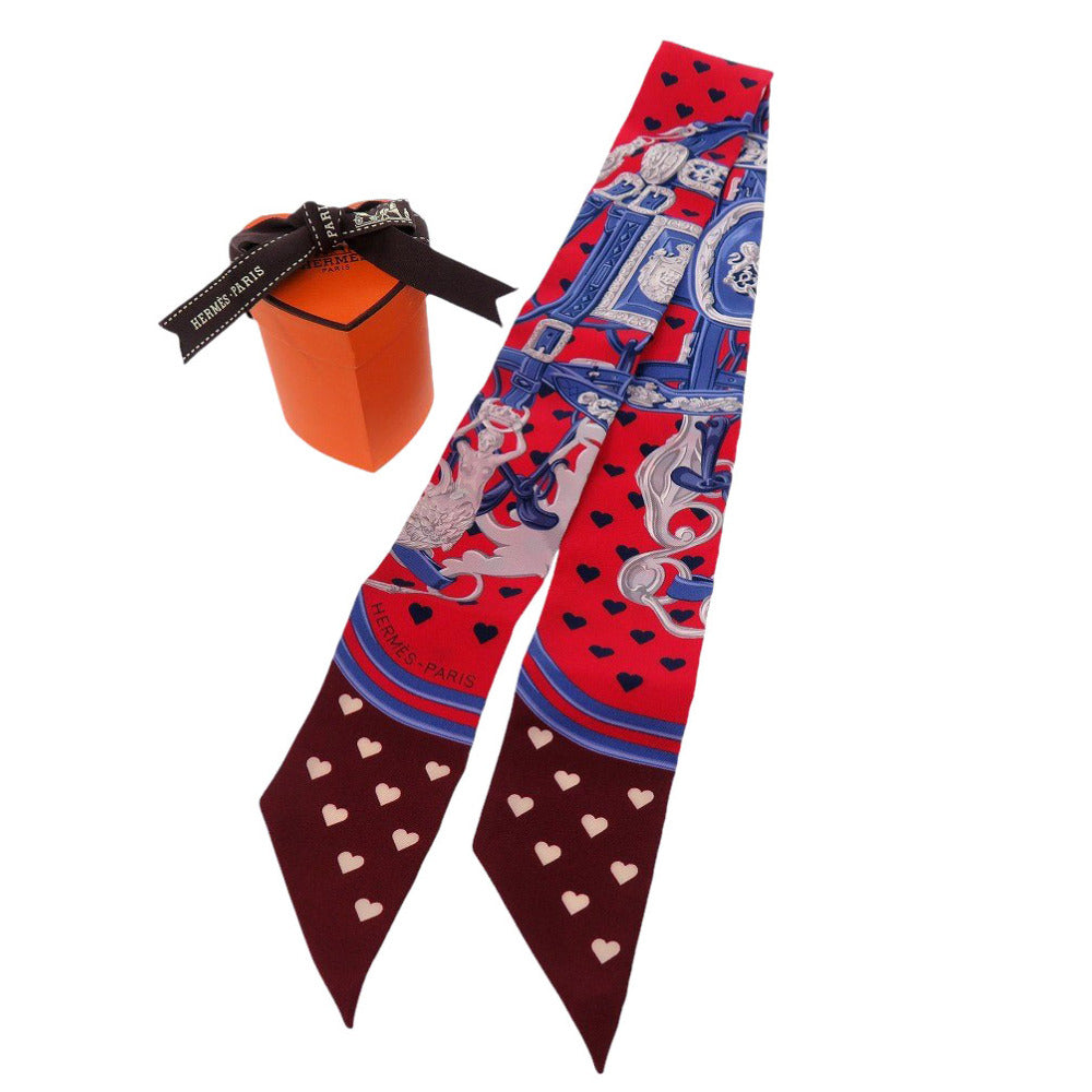 新品同様 エルメス ツイリー ブリッド ドゥ ガラ ラヴ BRIDES de GALA LOVE シルク ルージュ マルチカラー レッド 赤 スカーフ 0772【中古】HERMES