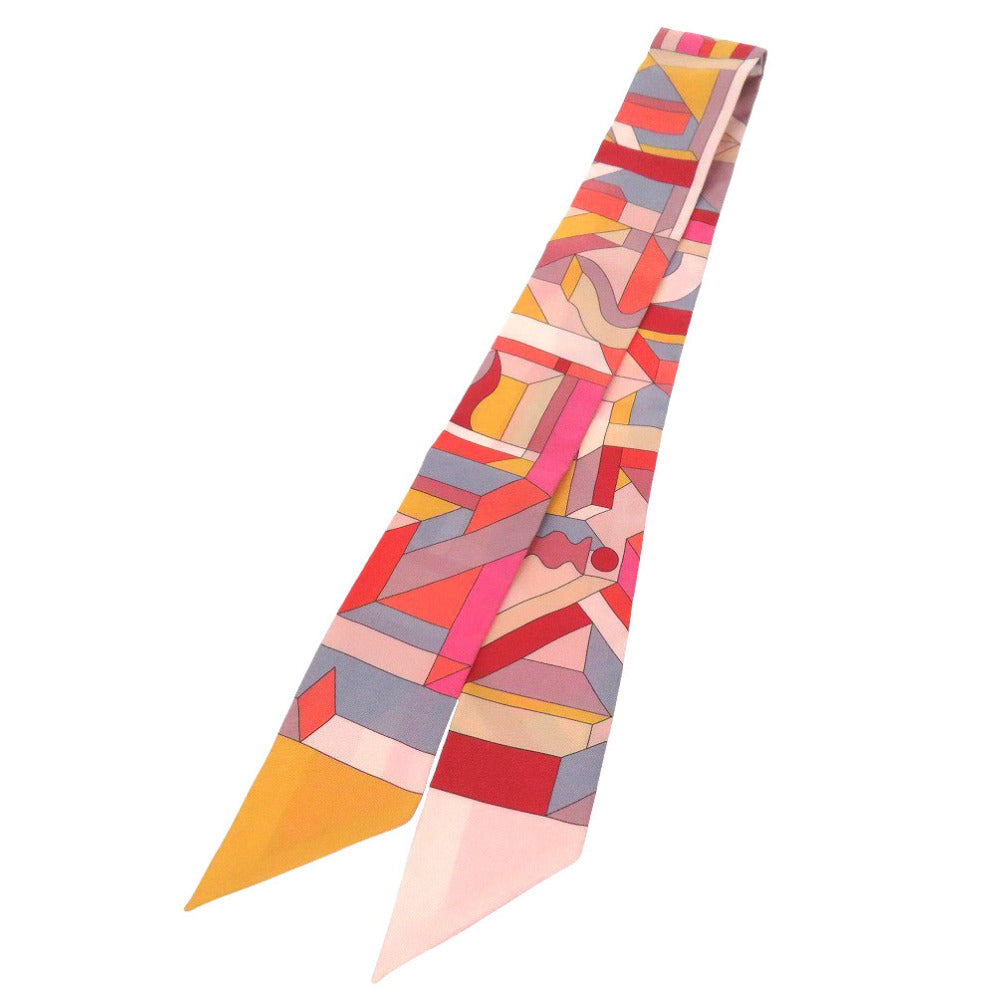 美品 エルメス ツイリー PERSPECTIVE CAVALIERE パースペクティブ・カヴァリエール シルク ピンク マルチカラー スカーフ 0772【中古】HERMES