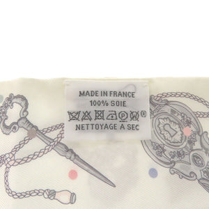 美品 エルメス ツイリー レクレアポア LES CLES A POIS シルク ホワイト マルチカラー スカーフ 0773【中古】HERMES