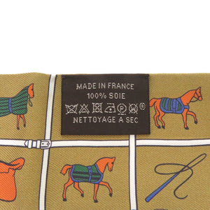 新品同様 エルメス ツイリー Twilly Couvertures et Tenues de Jour シルク オークル カーキ ゴールド マルチカラー 0773【中古】HERMES
