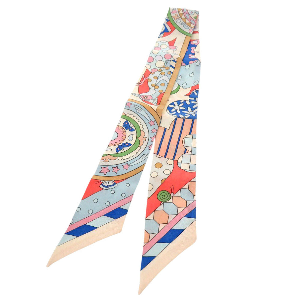 美品 エルメス ツイリー 森のささやき シルク ベージュ マルチカラー スカーフ 0773【中古】HERMES