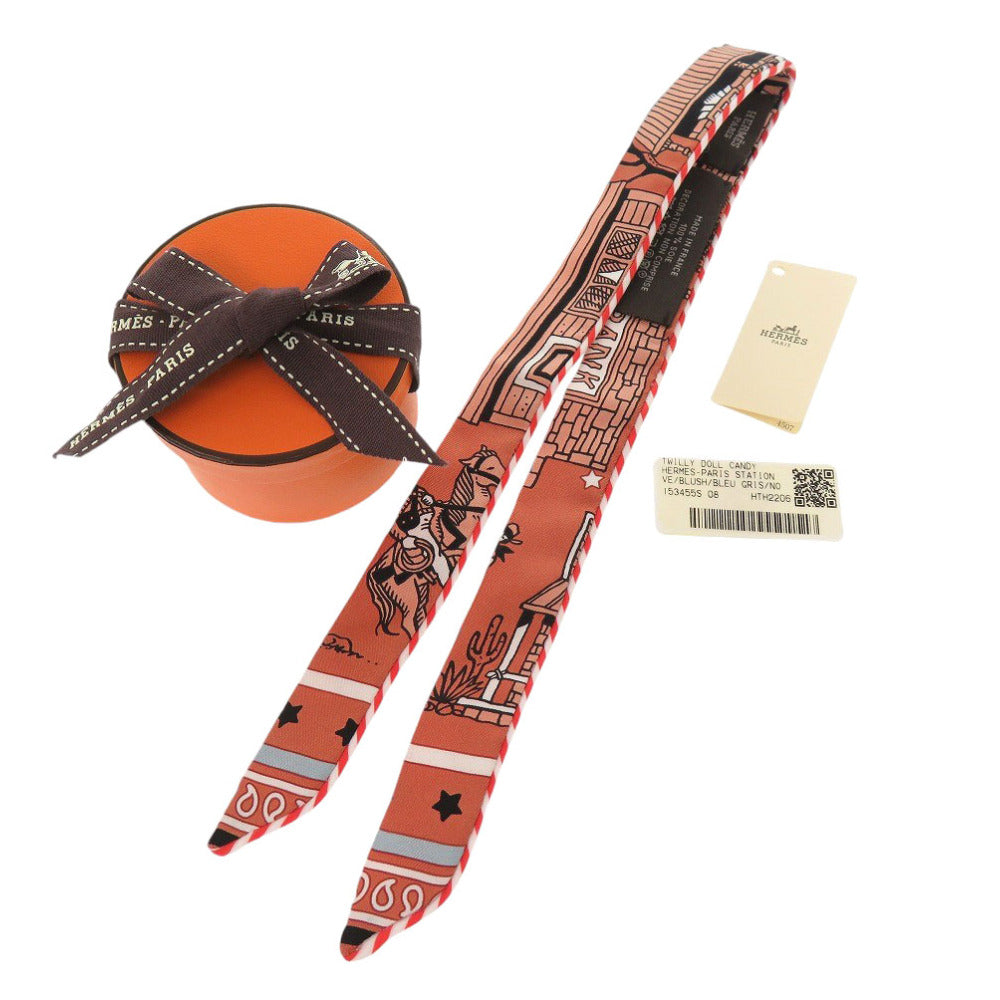 未使用 エルメス ツイリードール キャンディ パリステーション シルク ブラッシュ ブルーグリス ノワール オレンジ スカーフ 0774【中古】HERMES