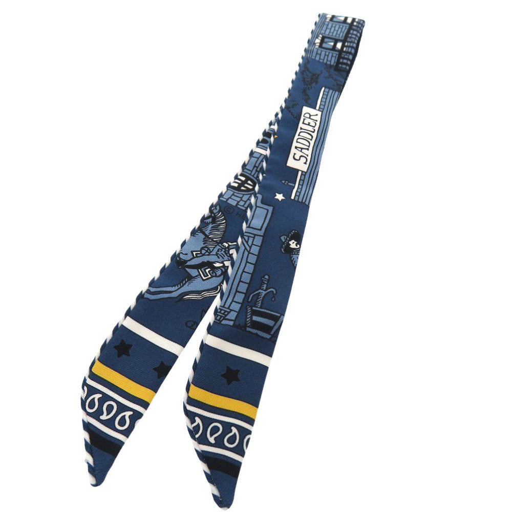 新品同様 エルメス ツイリードールキャンディ TWILLY DOLL CANDY シルク ブルー ホワイト イエロー 青 白 黄 スカーフ 0774【中古】HERMES