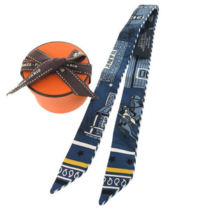 新品同様 エルメス ツイリードールキャンディ TWILLY DOLL CANDY シルク ブルー ホワイト イエロー 青 白 黄 スカーフ 0774【中古】HERMES