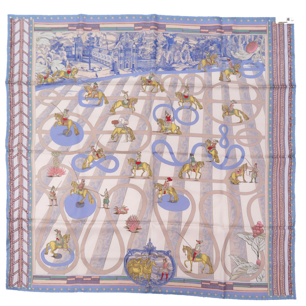 未使用 エルメス カレ90 ダブルフェイス パッサード エ セルパンティーヌ Passades et Serpentines シルク マルチカラー クレーム ヴェール ローズ スカーフ 0776 【中古】 HERMES