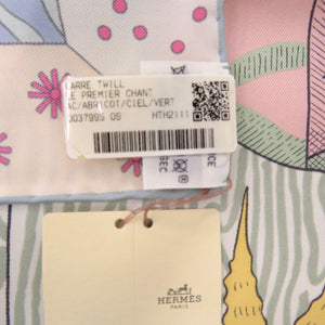 未使用 エルメス カレ90 始まりの歌 Le Premier Chant シルク アプリコット ヴェール マルチカラー 0776【中古】HERMES