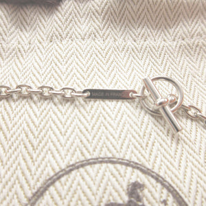 新品同様 エルメス カルーゼル メタル バッファローホーン シルバー ブラウン 茶 ホワイト 白 ネックレス 0779【中古】HERMES