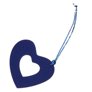 新品同様 エルメス プティアッシュ ハート ヴォーエプソン トゴ ブルー バッグチャーム キーホルダー 0802 【中古】 HERMES