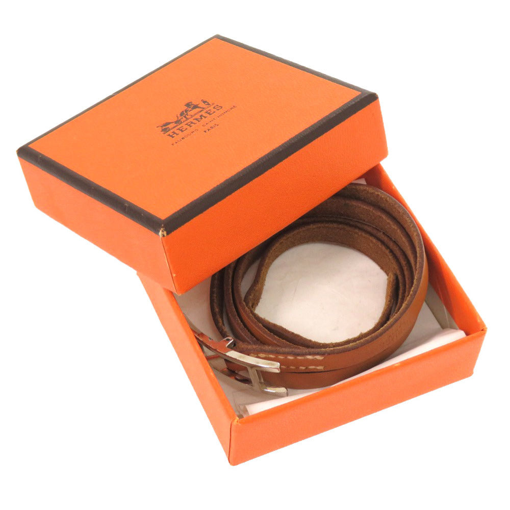 エルメス アピ3 ブレスレット レザー ブラウン シルバー金具 □F刻印 アクセサリー 0834 【中古】 HERMES