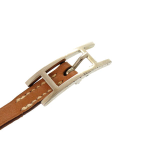 エルメス アピ3 ブレスレット レザー ブラウン シルバー金具 □F刻印 アクセサリー 0834 【中古】 HERMES