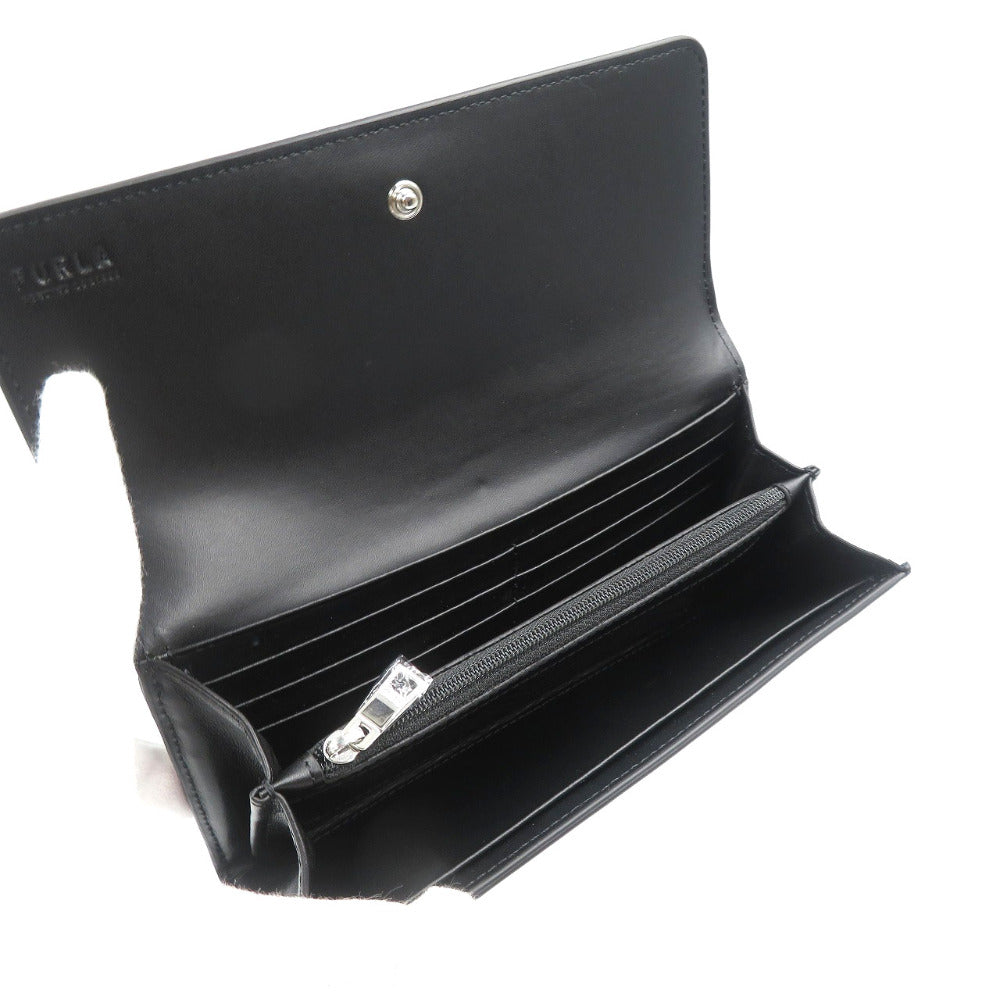 未使用 フルラ スプレンディダ コンチネンタルウォレット WP00153 レザー シルバー金具 ブラック 長財布 0918【中古】FURLA