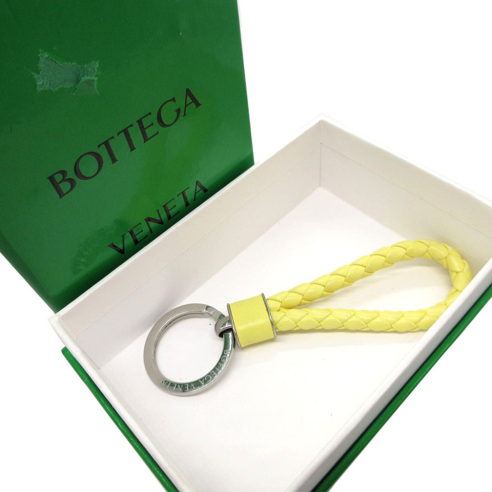 美品 ボッテガヴェネタ イントレチャート 709027 レザー イエロー 黄 キーリング キーホルダー 0930【中古】BOTTEGA VENETA