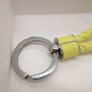 美品 ボッテガヴェネタ イントレチャート 709027 レザー イエロー 黄 キーリング キーホルダー 0930【中古】BOTTEGA VENETA