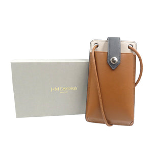 未使用 ジェイアンドエムデヴィッドソン MULTICOLOUR LOSANGE PHONE HOLDER SLPH-0MC-SCXX レザー シルバー金具 チャコール ブラウン ブラック フォンケース 0951【中古】J&M DAVIDSON