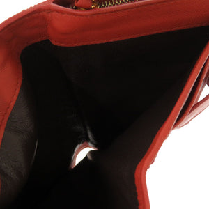 新品同様 ボッテガ ヴェネタ イントレチャート レザー 赤茶 ゴールド金具 121060 V0013 6503 二つ折り財布 0958 【中古】 BOTTEGA VENETA