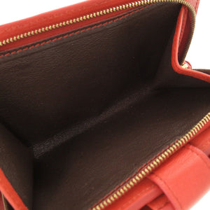 新品同様 ボッテガ ヴェネタ イントレチャート レザー 赤茶 ゴールド金具 121060 V0013 6503 二つ折り財布 0958 【中古】 BOTTEGA VENETA