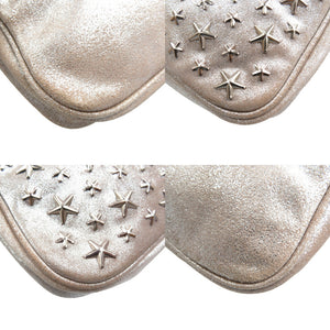 新品同様 ジミーチュウ スタースタッズ レザー シルバー金具 ピンク アクセサリーポーチ 0984【中古】JIMMY CHOO