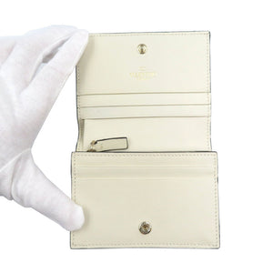 美品 ヴァレンティノ PW2P0P39BOL レザー ゴールド金具 オフホワイト コンパクトウォレット 二つ折り財布 0996【中古】VALENTINO