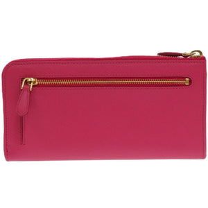美品 プラダ ラウンドファスナー リボン 1M0506 レザー サフィアーノレザー ペオニア 1211 長財布【中古】PRADA