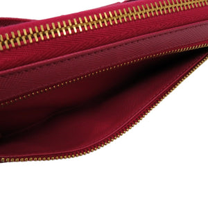 美品 プラダ ラウンドファスナー リボン 1M0506 レザー サフィアーノレザー ペオニア 1211 長財布【中古】PRADA