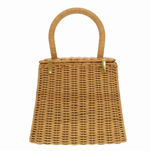 美品 サルヴァトーレ フェラガモ ガンチーニ ストロー ブラウン ゴールド金具 DO-216176 ハンドバッグ 1266-11【中古】 Salvatore Ferragamo