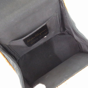 美品 サルヴァトーレ フェラガモ ガンチーニ ストロー ブラウン ゴールド金具 DO-216176 ハンドバッグ 1266-11【中古】 Salvatore Ferragamo