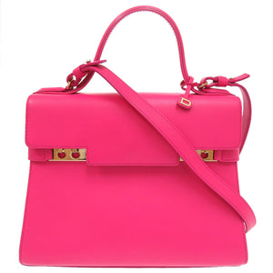 美品 デルボー タンペートMM レザー ピンク ゴールド金具 ハンドバッグ 1280 【中古】 HERMES